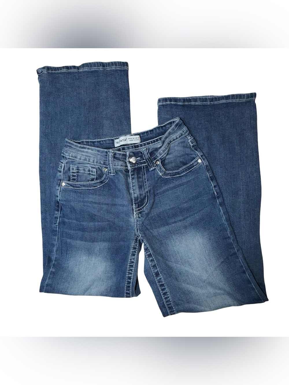 Y2K Telepatía Rhinestone Feather Pocket Low Rise Flare Jeans Size 25